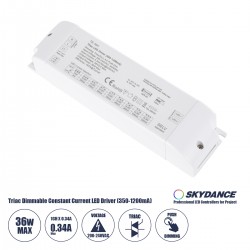 GloboStar® 73135 TE-36A SKYDANCE AC Triac Dimmable Constant Current LED Driver Push Dimming 1 Κανάλι AC 200-240V 1 x 0.34A 36W - Max 0.34A 36W - IP20 Μ17.5 x Π4.4 x Υ3cm - 5 Χρόνια Εγγύηση