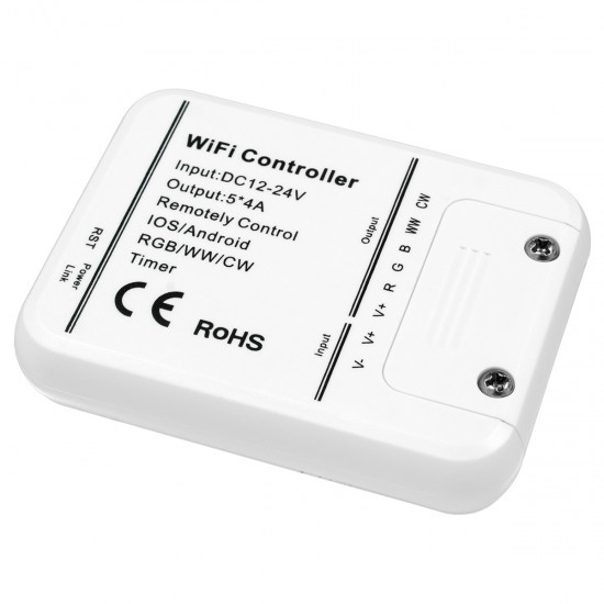 GloboStar® 73421 Ασύρματος WiFi LED RGBW+WW+CCT Controller IOS/Android Timer DC 12-24V Max 240W