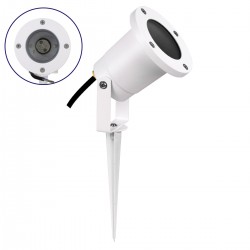 GloboStar® 75595 Λευκό Προβολάκι Σποτ Κήπου Αλουμινίου Καρφωτό - Δαπέδου με Ντουί GU10 Αδιάβροχο IP68
