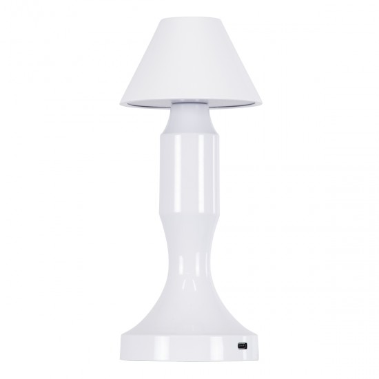 GloboStar® LUNNA 76476 Μοντέρνο Επιτραπέζιο Φωτιστικό Πορτατίφ LED 1.5W 105lm 120° DC 5V Επαναφορτιζόμενο με Μπαταρία Li-ion 1800mAh - Διακόπτη Αφής με 3 Εναλλαγές Φωτισμού CCT Θερμό - Φυσικό - Ψυχρό 1500K - 4500K - 6000K Dimmable - D9 x 23cm - Λευκό