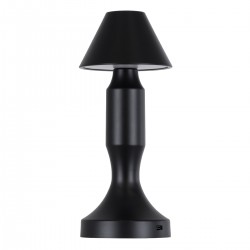 GloboStar® LUNNA 76477 Μοντέρνο Επιτραπέζιο Φωτιστικό Πορτατίφ LED 1.5W 105lm 120° DC 5V Επαναφορτιζόμενο με Μπαταρία Li-ion 1800mAh - Διακόπτη Αφής με 3 Εναλλαγές Φωτισμού CCT Θερμό - Φυσικό - Ψυχρό 1500K - 4500K - 6000K Dimmable - D9 x 23cm - Μαύρο