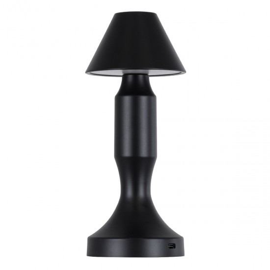 GloboStar® LUNNA 76477 Μοντέρνο Επιτραπέζιο Φωτιστικό Πορτατίφ LED 1.5W 105lm 120° DC 5V Επαναφορτιζόμενο με Μπαταρία Li-ion 1800mAh - Διακόπτη Αφής με 3 Εναλλαγές Φωτισμού CCT Θερμό - Φυσικό - Ψυχρό 1500K - 4500K - 6000K Dimmable - D9 x 23cm - Μαύρο