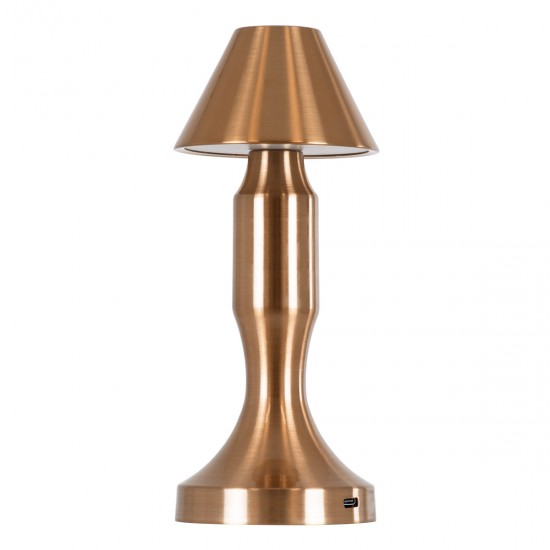GloboStar® LUNNA 76479 Μοντέρνο Επιτραπέζιο Φωτιστικό Πορτατίφ LED 1.5W 105lm 120° DC 5V Επαναφορτιζόμενο με Μπαταρία Li-ion 1800mAh - Διακόπτη Αφής με 3 Εναλλαγές Φωτισμού CCT Θερμό - Φυσικό - Ψυχρό 1500K - 4500K - 6000K Dimmable - D9 x 23cm - Χάλκινο