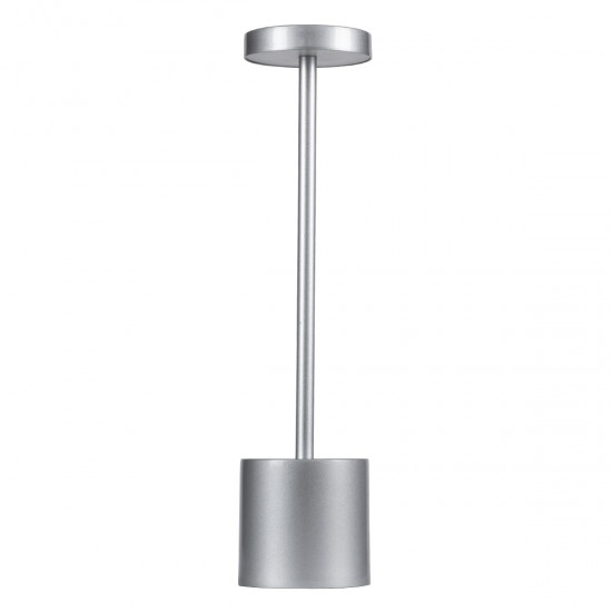 GloboStar® JOJO 76521 Μοντέρνο Επιτραπέζιο Φωτιστικό Πορτατίφ LED 1.5W 105lm 120° DC 5V Επαναφορτιζόμενο με Μπαταρία Li-ion 1800mAh - Διακόπτη Αφής με 3 Εναλλαγές Φωτισμού CCT Θερμό - Φυσικό - Ψυχρό 1500K - 4500K - 6000K Dimmable - D8 x H34cm - Ασημί