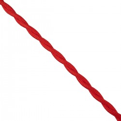 GloboStar® 77621 Πλεκτό Υφασμάτινο Καλώδιο 1m 2 x 0.75mm² Κόκκινο