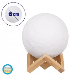GloboStar® 79605 Επιτραπέζιο Ανάγλυφο Διακοσμητικό Φωτιστικό Φ15cm 3D MOON LIGHT LED 3.7W DC 5V με Ενσωματωμένη Μπαταρία 500mAh Li-ion Επαναφορτιζόμενο - Καλώδιο Τροφοδοσίας USB και Διακόπτη Αφής CCT Θερμό Λευκό 3000K - Ψυχρό Λευκό 6000K Dimmable