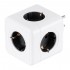GloboStar® TRAVEL PowerCube PRO Certified 79627 Πολύπριζο 5 Θέσεων με 5 Πρίζες Ασφαλείας Childproof EU Schuko AC 220-240V Μ7.5 x Π11.5 x Υ7.5 - Λευκό με Γκρι - Max Load 3680W/16A