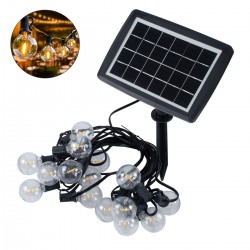 GloboStar® 79665 Διακοσμητική Γιρλάντα 8 Μέτρων με Controller 4 Προγραμμάτων Φωτισμού 15 LED 3W με Ενσωματωμένη Μπαταρία 600mAh - Φωτοβολταϊκό Πάνελ - Αισθητήρα Ημέρας-Νύχτας - Βάση Κήπου & Μαύρο Καλώδιο Αδιάβροχη IP44 Θερμό Λευκό 2700K L22 x W15.5 x 