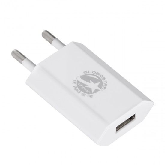 GloboStar® 79700 Φορτιστής Πρίζας Charger 1x Type-A USB Port DC 5V 1A Max 5W
