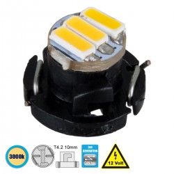 GloboStar® 81009 Λάμπα Αυτοκινήτου LED T4.2 3xSMD4014 0.6W 120lm 120° DC 12-16V  IP20 Μ1 x Π1 x Υ0.8cm Θερμό Λευκό 3000K