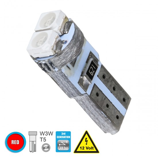 GloboStar® 81024 Λάμπα Αυτοκινήτου LED T5 2xSMD1210 0.6W 72lm 120° DC 12-16V IP20 Φ0.7 x Υ1.7cm Κόκκινο