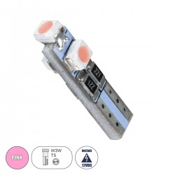 GloboStar® 81035 Λάμπα Αυτοκινήτου LED T5 3xSMD1210 0.48W 18lm 360° DC 12-16V IP20 Φ0.6 x Υ2cm Ροζ