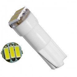 GloboStar® 81036 Λάμπα Αυτοκινήτου LED T5 3xSMD4014 0.9W 135lm 120° DC 12-16V IP20 Φ0.6 x Υ1.8cm Ψυχρό Λευκό 6000K