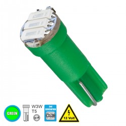 GloboStar® 81039 Λάμπα Αυτοκινήτου LED T5 3xSMD4014 0.9W 120lm 120° DC 12-16V IP20 Φ0.6 x Υ1.8cm Πράσινο