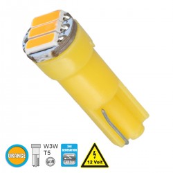 GloboStar® 81041 Λάμπα Αυτοκινήτου LED T5 3xSMD4014 0.9W 120lm 120° DC 12-16V IP20 Φ0.6 x Υ1.8cm Πορτοκαλί