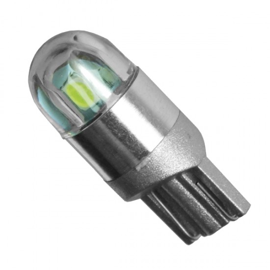 GloboStar® 81043 Λάμπα Αυτοκινήτου T10 W5W LED 2 SMD 3030 0.4W 60lm 360° DC 12-16V IP20 Φ1 x Υ2.5cm Ψυχρό Λευκό 6000K