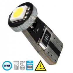 GloboStar® 81080 Λάμπα Αυτοκίνητου LED T10 W5W 2rd Generation Can-Bus Series 1xSMD5050 1.5W 150lm 120° DC 12-16V IP20 Φ1 x H2.2cm Ψυχρό Λευκό 6000K