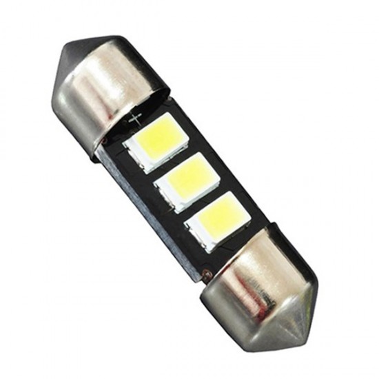 GloboStar® 81302 Λάμπα Αυτοκίνητου 36mm FESTOON - C5W LED 3 SMD 5630 1.5W 225lm 120° DC 12V IP20 Ψυχρό Λευκό 6000K