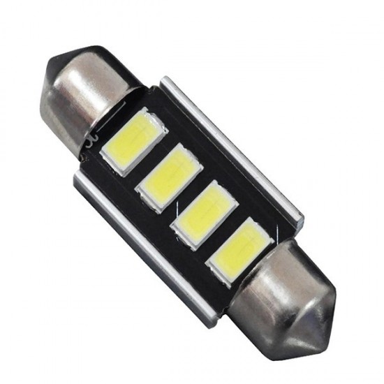 GloboStar® 81312 Λάμπα Αυτοκίνητου 36mm FESTOON - C5W 2nd Generation Can-Bus Series LED 4 SMD 5630 3W 450lm 120° DC 12V IP20 Ψυχρό Λευκό 6000K