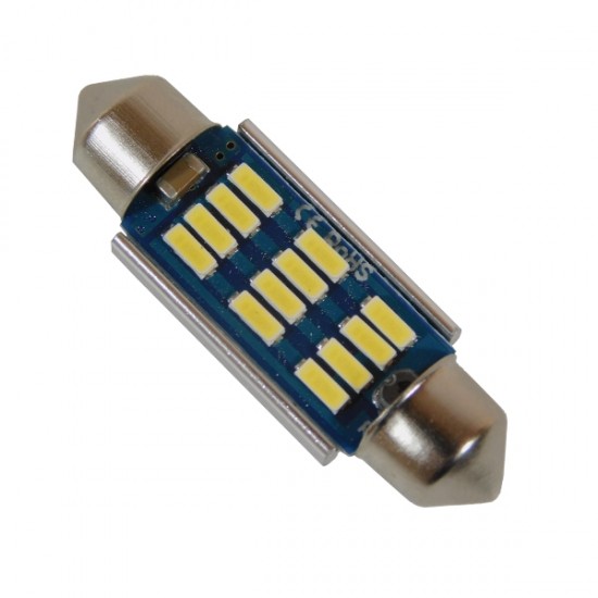 GloboStar® 81330 Λάμπα Αυτοκινήτου & Φορτηγού 39mm FESTOON - C5W 3rd Generation Can-Bus Extreme Truck Series LED 12 SMD 4014 3.6W 540lm 120° DC 12-24V IP20 Ψυχρό Λευκό 6000K