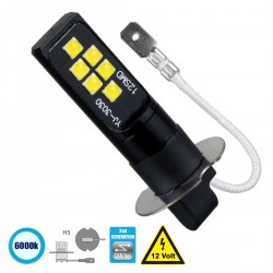 GloboStar® 81445 Λάμπα Αυτοκίνητου H3 2nd Generation Can-Bus Series LED 12 SMD 3030 8W 1200lm 360° DC 12V IP20 Ψυχρό Λευκό 6000K