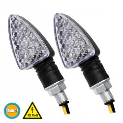 GloboStar® 81751 ΣΕΤ 2 x Φλάς Μοτοσυκλέτας Universal Triangle LED Diode 5W DC 12V Πορτοκαλί Αδιάβροχα IP65