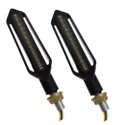 GloboStar® 81757 ΣΕΤ 2 x Φλάς Μοτοσυκλέτας Universal Knife LED SMD 5050 5W DC 12V 2 Λειτουργιών Λευκό 6000K για Φώτα Ημέρας & με Τρεχούμενο Εφέ Φωτισμού Πορτοκαλί για Φλας Αδιάβροχα IP65