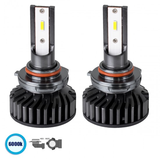 GloboStar® 82029 HB3 9005 F2 Line KIT Βασικού Φωτισμού Αυτοκινήτου & Φορτηγού 3rd Generation Can-Bus Series LED CREE CXB COB 30/60W 7000lm DC 12V Αδιάβροχο IP65 Ψυχρό Λευκό 6000K