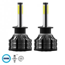 GloboStar® 82040 H1 K9 Line KIT Βασικού Φωτισμού Αυτοκινήτου & Φορτηγού 3rd Generation Can-Bus Series LED CREE CXB COB 100W 14000lm DC 9-32V Αδιάβροχο IP66 Ψυχρό Λευκό 6000K