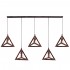 GloboStar® TRIANGLE 00609 Μοντέρνο Κρεμαστό Φωτιστικό Οροφής Πολύφωτο 5 x E27 Χάλκινο Μεταλλικό Πλέγμα Μ170 x Π22 x Y130cm
