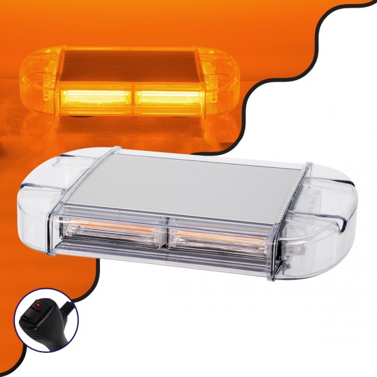 GloboStar® 85177 PRO Series Φάρος Σήμανσης Οχήματος Οδικής Βοήθείας για Αυτοκίνητα & Φορτηγά 6 Προγραμμάτων Φωτισμού STROBE LED COB 60W DC 10-30V Αδιάβροχος IP66 Πορτοκαλί