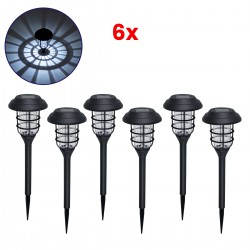 GloboStar® 85705 ΣΕΤ 6 Τεμαχίων Αυτόνομα Ηλιακά Φωτιστικά LED SMD 1W 100lm με Ενσωματωμένη Μπαταρία 250mAh - Φωτοβολταϊκό Πάνελ με Αισθητήρα Ημέρας-Νύχτας Αδιάβροχο IP65 Φανάρι Κήπου Στρογγυλό Ψυχρό Λευκό 6000K
