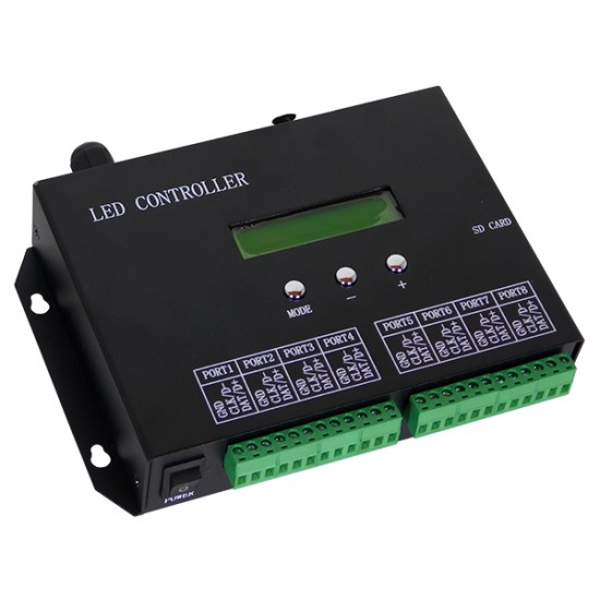 LED Digital RGB Controller DMX512 T8000PRO H803SA 8000 IC με Κάρτα SD Professional Series 5v - 12v - 24v GloboStar 88771