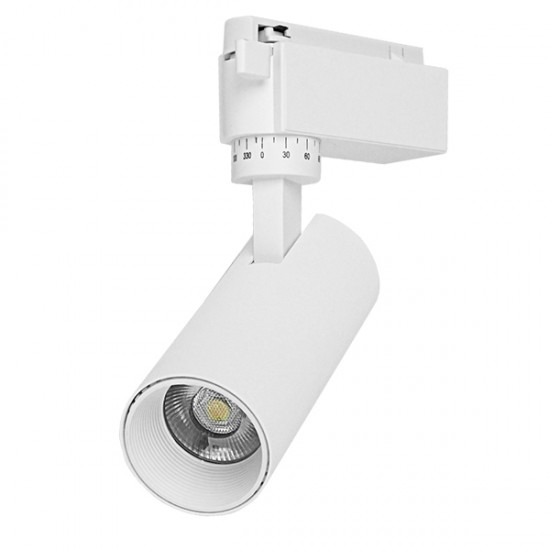 Μονοφασικό Bridgelux COB LED Λευκό Φωτιστικό Σποτ Ράγας 10W 230V 1250lm 30° Φυσικό Λευκό 4500k GloboStar 93091