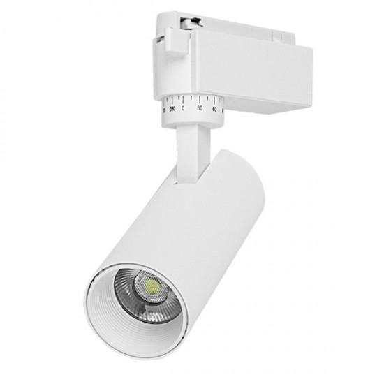 Μονοφασικό Bridgelux COB LED Λευκό Φωτιστικό Σποτ Ράγας 10W 230V 1300lm 30° Ψυχρό Λευκό 6000k GloboStar 93092