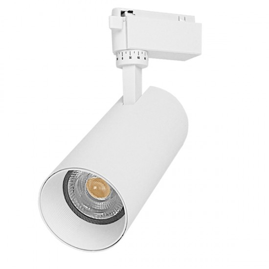 Μονοφασικό Bridgelux COB LED Λευκό Φωτιστικό Σποτ Ράγας 30W 230V 3600lm 30° Θερμό Λευκό 3000k GloboStar 93108