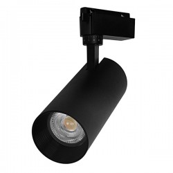 Μονοφασικό Bridgelux COB LED Μάυρο Φωτιστικό Σποτ Ράγας 30W 230V 3600lm 30° Θερμό Λευκό 3000k GloboStar 93111