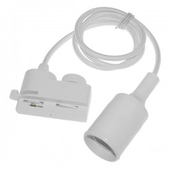 Μονοφασικός Connector 2 Καλωδίων με 1 Μέτρο Υφασμάτινο Καλώδιο και Ντουί E27 για Λευκή Ράγα Οροφής GloboStar 93126