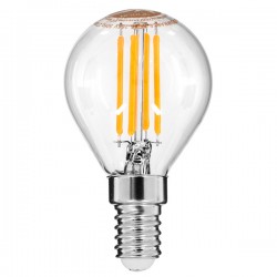 GloboStar® 99003 Λάμπα LED Long Filament E14 G45 Γλομπάκι 4W 400lm 360° AC 220-240V IP20 Φ4.5 x Υ7.5cm Θερμό Λευκό 2700K με Διάφανο Γυαλί Dimmable - 3 Χρόνια Εγγύηση