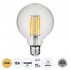 GloboStar® 99011 Λάμπα LED Long Filament E27 G95 Γλόμπος 12W 1200lm 360° AC 220-240V IP20 Φ9.5 x Υ13.5cm Θερμό Λευκό 2700K με Διάφανο Γυαλί - Dimmable - 3 Years Warranty