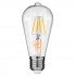GloboStar® 99015 Λάμπα LED Long Filament E27 ST64 Αχλάδι 4W 400lm 360° AC 220-240V IP20 Φ6.4 x Υ14cm Θερμό Λευκό 2700K με Διάφανο Γυαλί Dimmable - 3 Χρόνια Εγγύηση