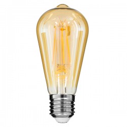 GloboStar® 99047 Λάμπα LED Long Filament E27 ST64 Αχλάδι 10W 900lm 360° AC 220-240V IP20 Φ6.4 x Υ14cm  Ultra Θερμό Λευκό 2200K με Μελί Γυαλί Dimmable - 3 Χρόνια Εγγύηση
