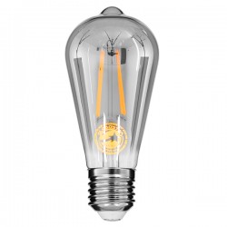 GloboStar® 99076 Λάμπα E27 ST64 Αχλάδι LED LONG FILAMENT 8W 800 lm 320° AC 85-265V Edison Retro με Φιμέ Γυαλί Θερμό Λευκό 2700 K Dimmable