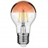 GloboStar® 99111 Λάμπα E27 A60 Γλόμπος με Ανεστραμμένο Χάλκινο Καθρέπτη LED FILAMENT 8W 840 lm 320° AC 85-265V Edison Retro με Διάφανο-Χάκλινο Γυαλί Ultra Θερμό Λευκό 2200 K Dimmable