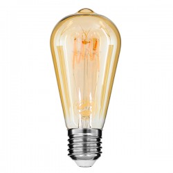 GloboStar® 99141 Λάμπα LED Soft T Spiral Filament E27 ST64 Αχλάδι 4W 280lm 360° AC 220-240V IP20 Φ6.4 x Υ14cm Ultra Θερμό Λευκό 2200K με Μελί Γυαλί Dimmable - 3 Χρόνια Εγγύηση