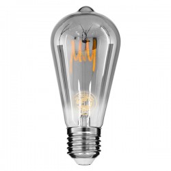 GloboStar® 99142 Λάμπα E27 ST64 Αχλάδι LED SOFT T SPIRAL FILAMENT 6W 470 lm 320° AC 85-265V Edison Retro με Φιμέ Γυαλί Θερμό Λευκό 2700 K Dimmable