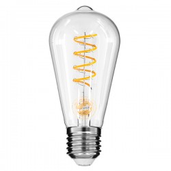 GloboStar® 99143 Λάμπα LED Soft S Spiral Filament E27 ST64 Αχλάδι 4W 300lm 360° AC 220-240V IP20 Φ6.4 x Υ14cm Θερμό Λευκό 2700K με Διάφανο Γυαλί - Dimmable - 3 Χρόνια Εγγύηση