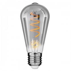 GloboStar® 99145 Λάμπα LED Soft S Spiral Filament E27 ST64 Αχλάδι 4W 280lm 360° AC 220-240V IP20 Φ6.4 x Υ14cm Θερμό Λευκό 2700K με Φιμέ Γυαλί Dimmable - 3 Χρόνια Εγγύηση