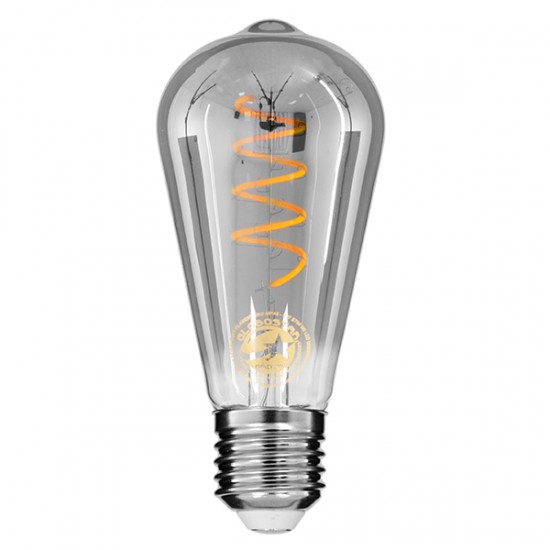 GloboStar® 99145 Λάμπα LED Soft S Spiral Filament E27 ST64 Αχλάδι 4W 280lm 360° AC 220-240V IP20 Φ6.4 x Υ14cm Θερμό Λευκό 2700K με Φιμέ Γυαλί Dimmable - 3 Χρόνια Εγγύηση