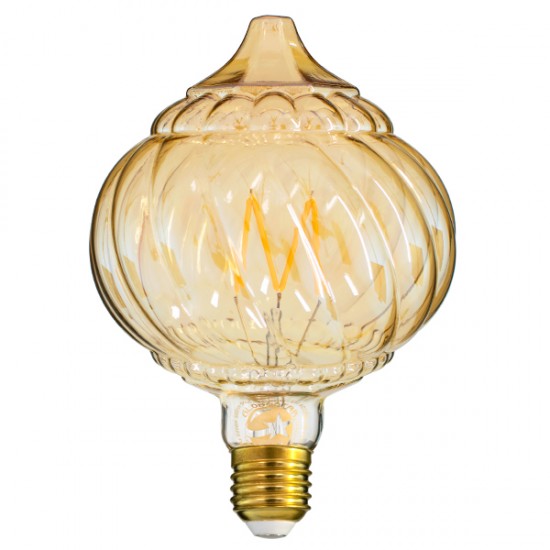 GloboStar® 99163 Λάμπα LED Zig Long Filament E27 A120 ACORN Γλόμπος 4W 360lm 360° AC 220-240V IP20 Φ12 x Υ17cm Ultra Θερμό Λευκό 2200K με Μελί Γυαλί - Dimmable - 3 Years Warranty